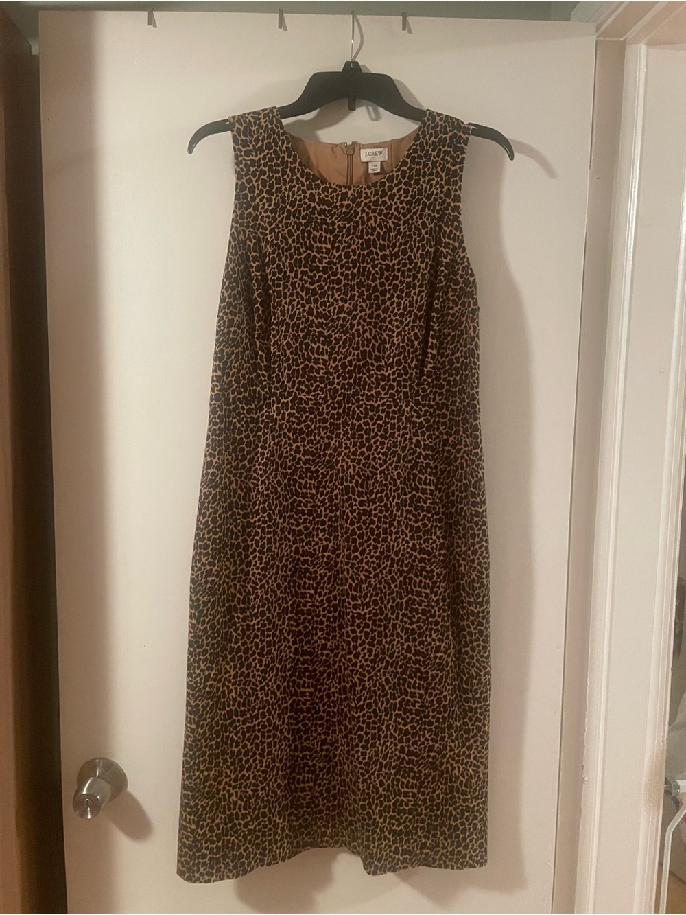 J. Crew Leopard Print Sleeveless Midi Dress in Brown and Black